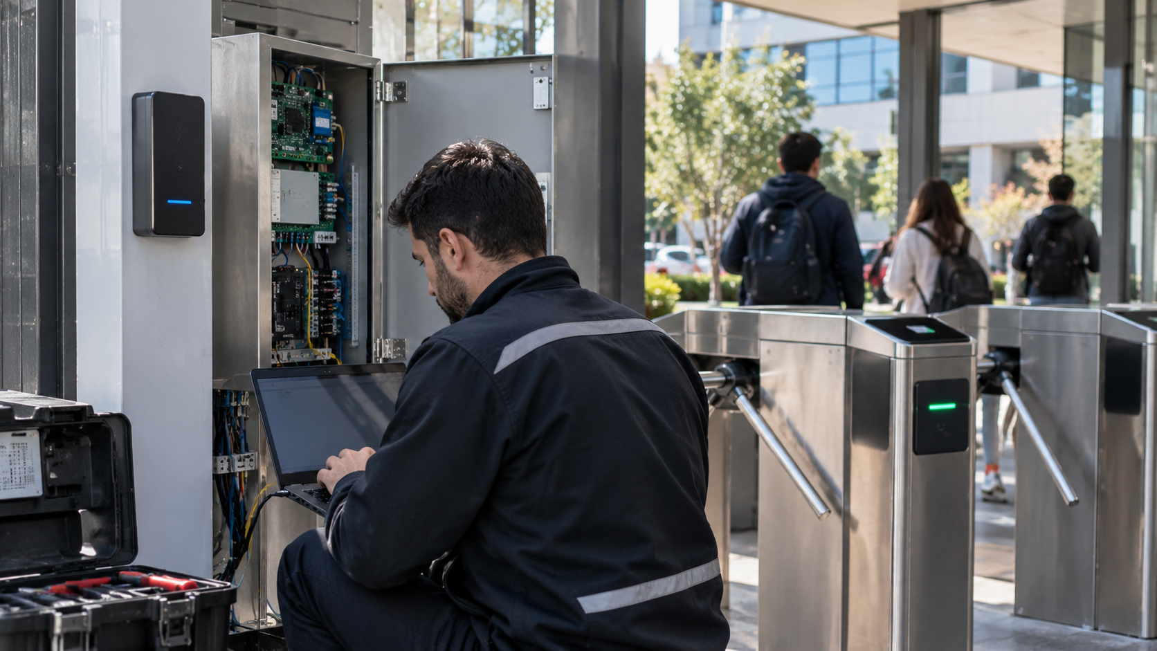 Turnike, okuyucu, kiosk ve kurumsal sistemlerden oluşan donanım altyapısı