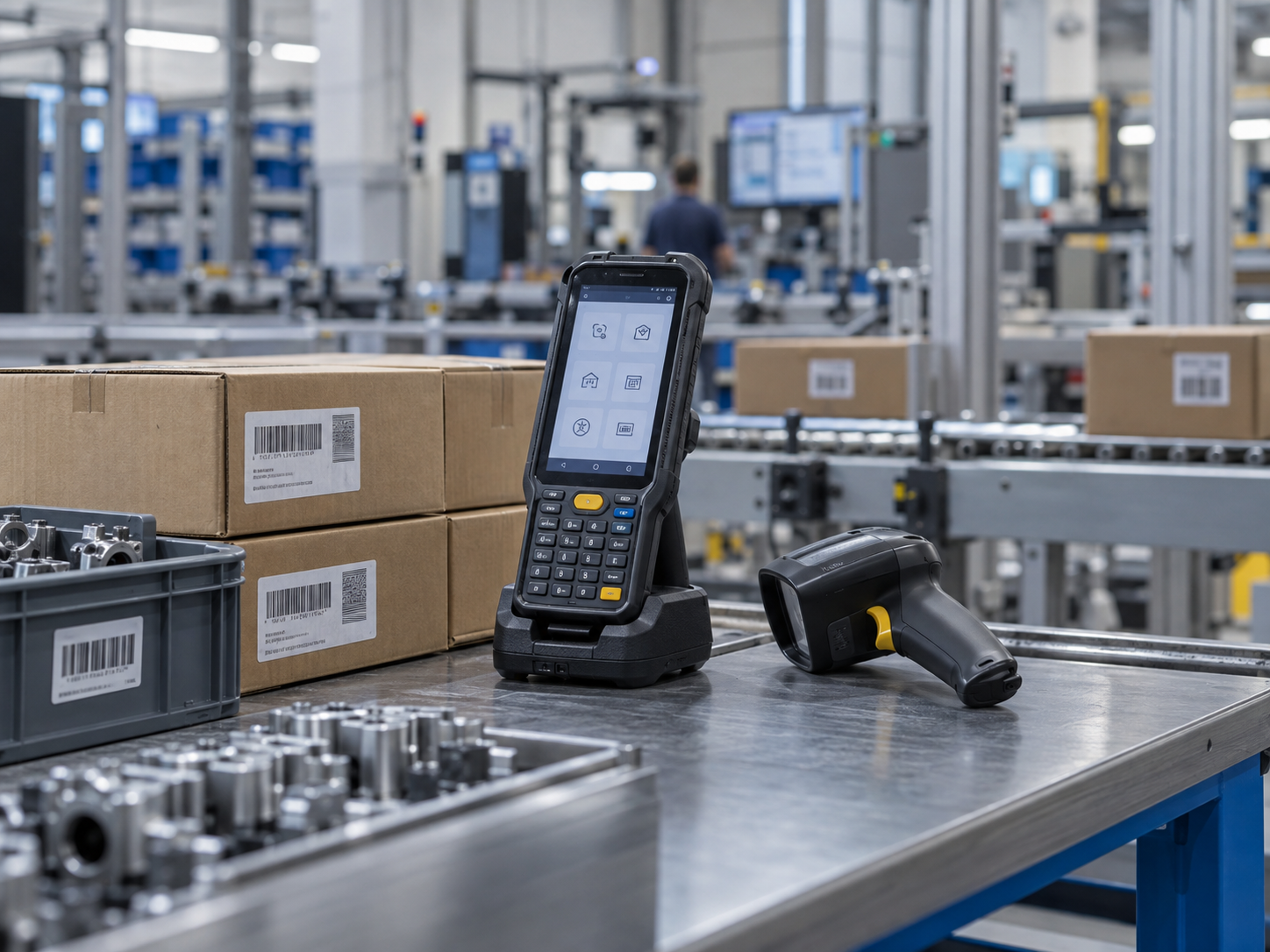 Üretim, barkod ve RFID takip altyapısını temsil eden sistem